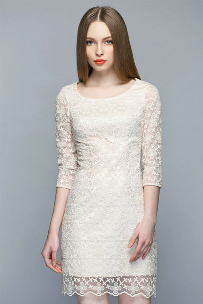 Women's Grace Casual Mini Dress Floral Lace Cocktail Clubwear Evening Dress - NJOYDRESS - 1