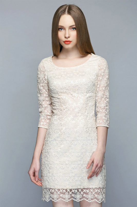 Women's Grace Casual Mini Dress Floral Lace Cocktail Clubwear Evening Dress - NJOYDRESS - 1
