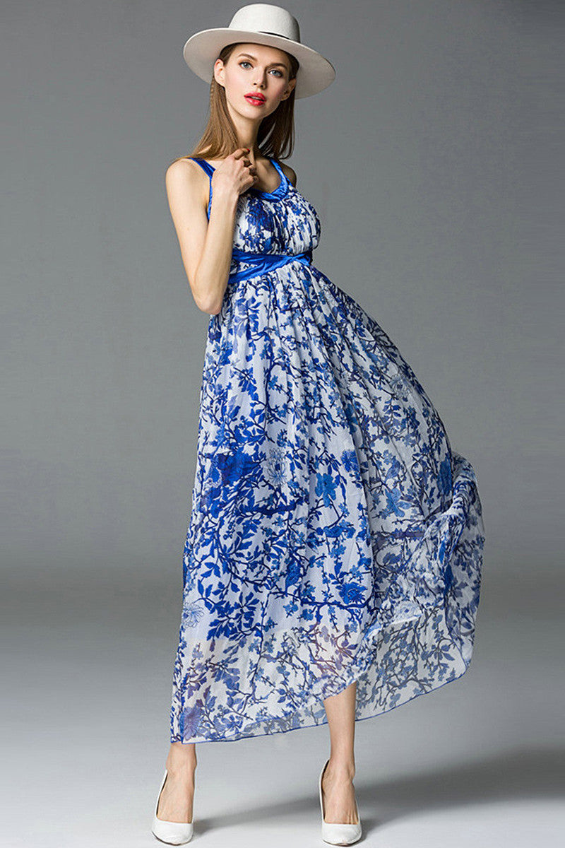 Casual Empire Waist Backless Vacation Maxi Dress