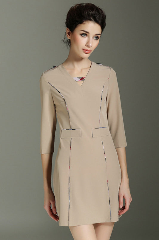 V-neck Piping Princess Line Short Dress