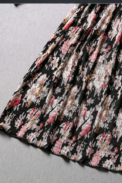 Floral Printting Elegant Dress With Belt - NJOYDRESS - 2