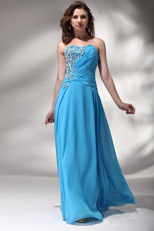 Sweetheart Rhinestone Formal Evening Gown Long Bridesmaid Dress