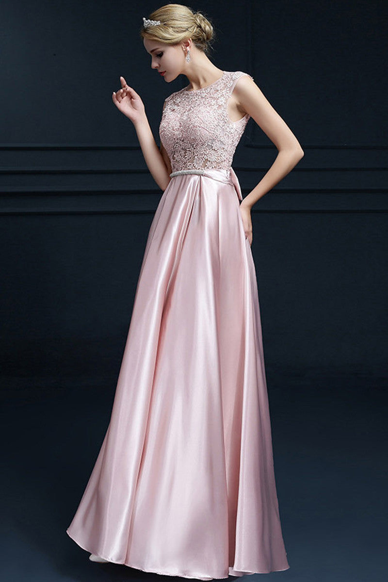 Deep V Neck Floral Lace Empire Waist Backless Bowknot Long Dress