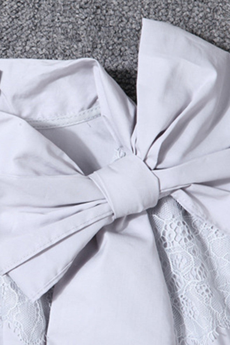 Little Turtle Bowknot Neck  Slim Shirt - NJOYDRESS - 5