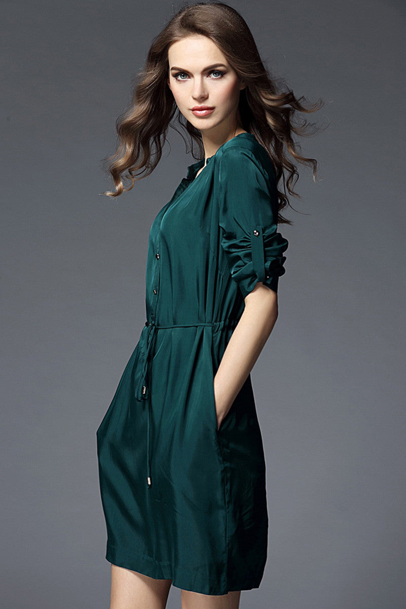 [30% OFF TILL 8 APR] V Neck Fromal Fitted Long Sleeve Dress