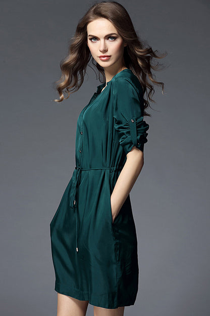 [30% OFF TILL 8 APR] V Neck Fromal Fitted Long Sleeve Dress