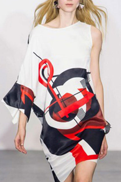 [30% OFF TILL 8 APR] Abstract One Shoulder Short Cocktail Dress