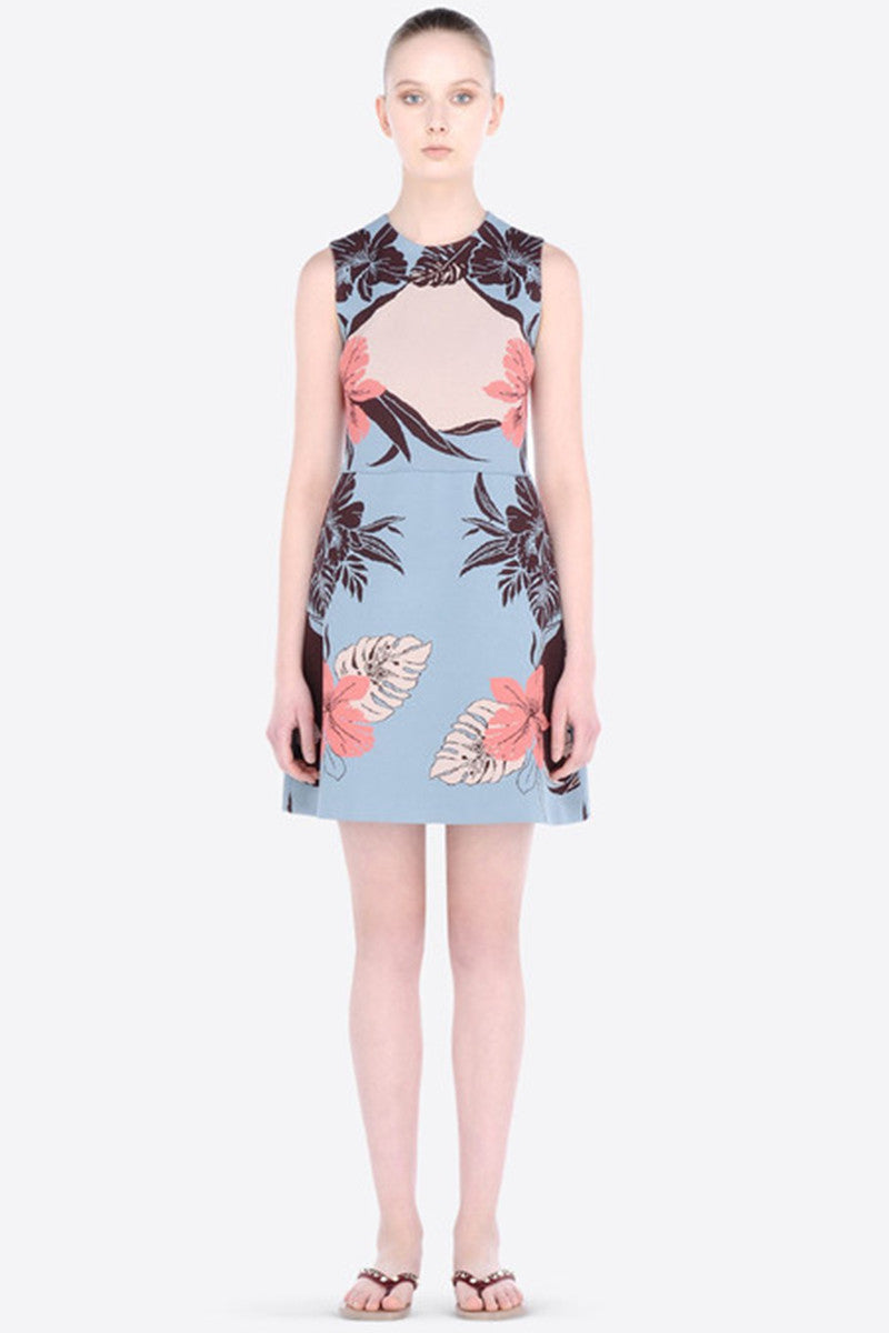 [30% OFF TILL 8 APR] Fasion Floral Printed Slim Sleeve Short Dress