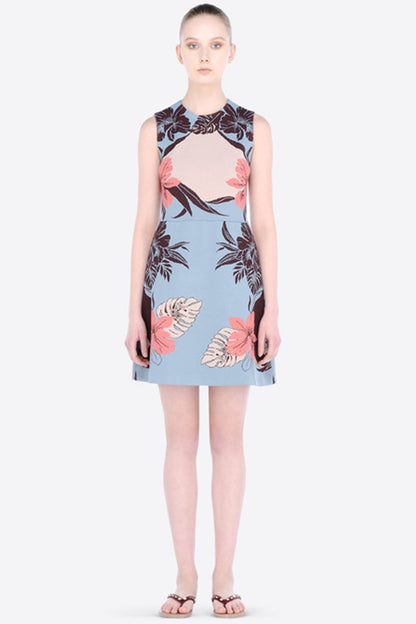 [30% OFF TILL 8 APR] Fasion Floral Printed Slim Sleeve Short Dress
