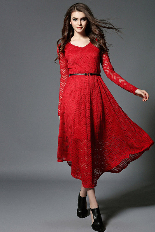 Wave Shade Lace Elegant Dress - NJOYDRESS - 1