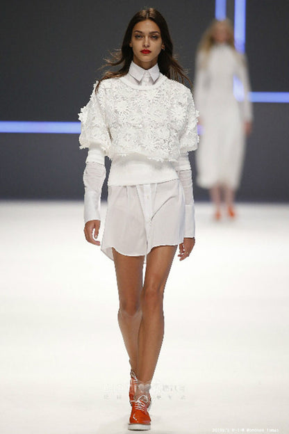 Lace Pullover With Button Down Shirts - NJOYDRESS - 1