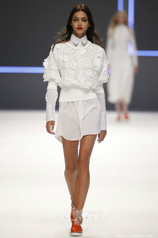 Lace Pullover With Button Down Shirts - NJOYDRESS - 1