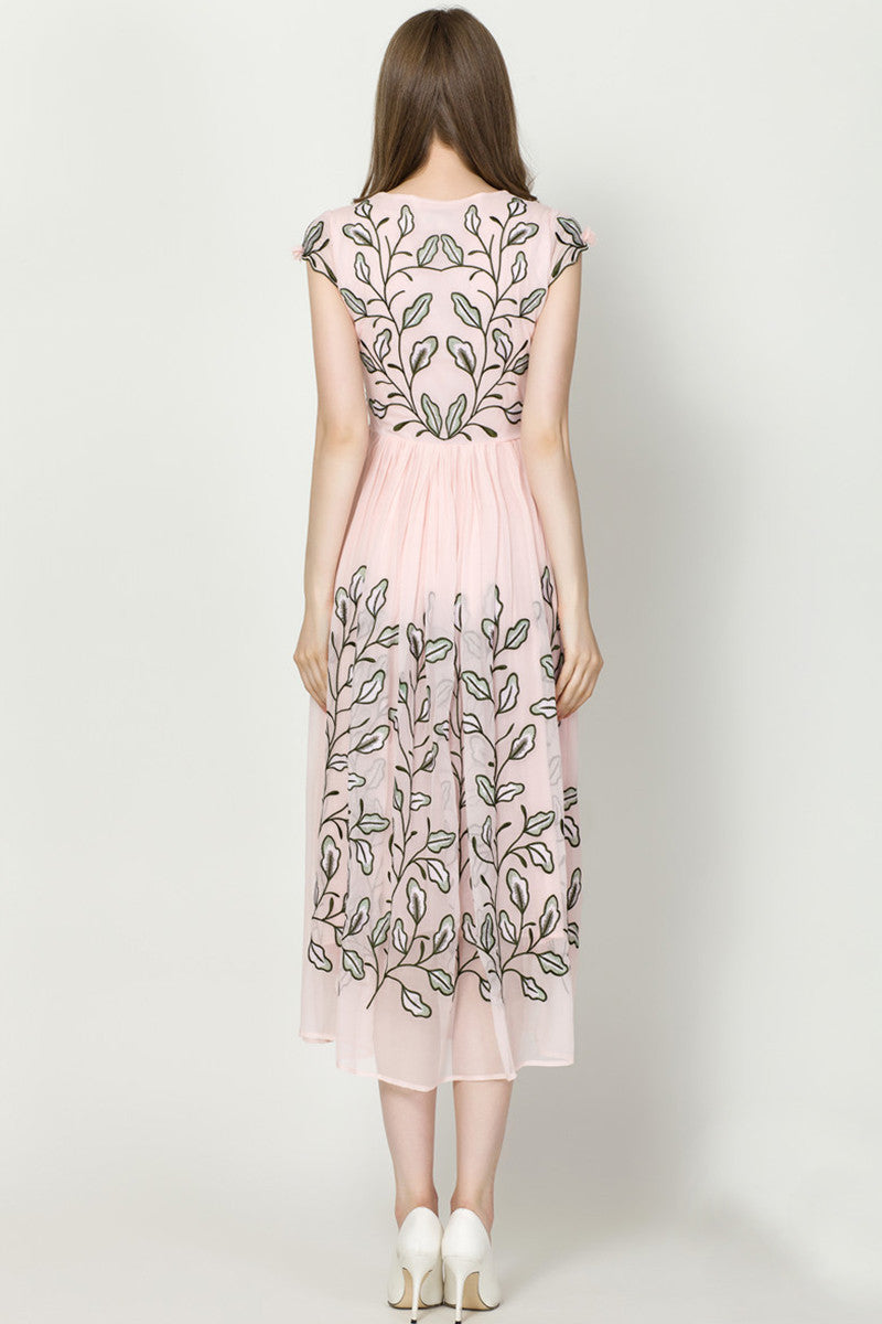 Midi Dress With Hand Make Flower