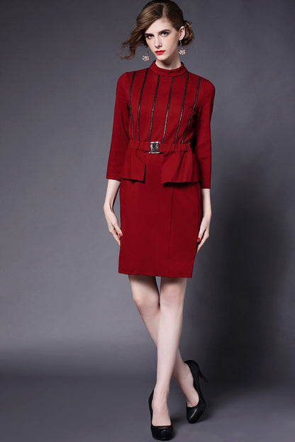 WOMEN'S FORMAL ELEGANT WEAR TO WORK COCKTAIL DRESS WITH BELT