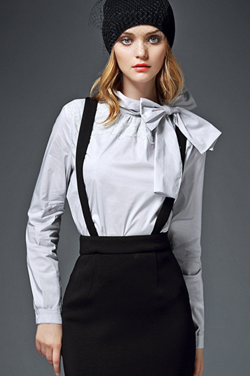 Little Turtle Bowknot Neck  Slim Shirt - NJOYDRESS - 1