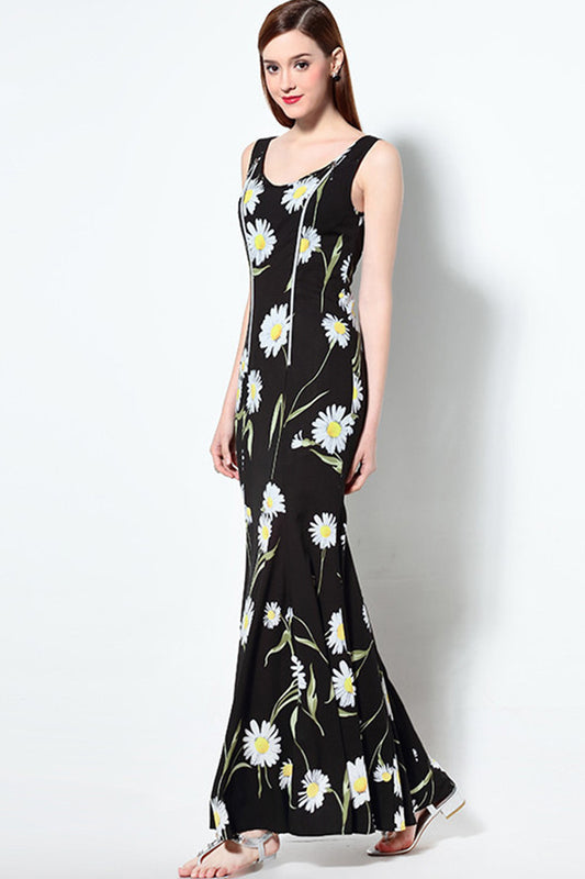 Daisy Floral Little Fishtail Long Vacation Dress