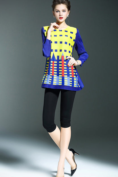 [30% OFF TILL 8 APR] Multi Block Print Ruffle Blouse Top and Tees