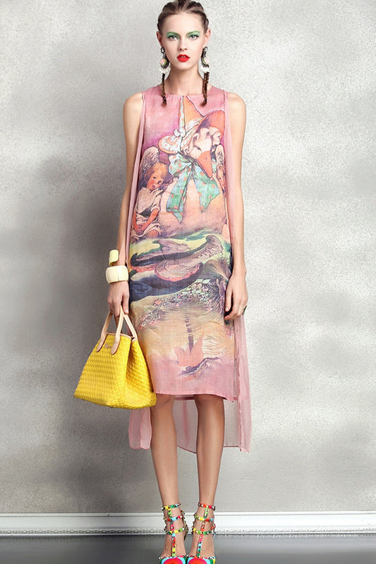 Hi-Low Poetry Side Slit Casual Dress
