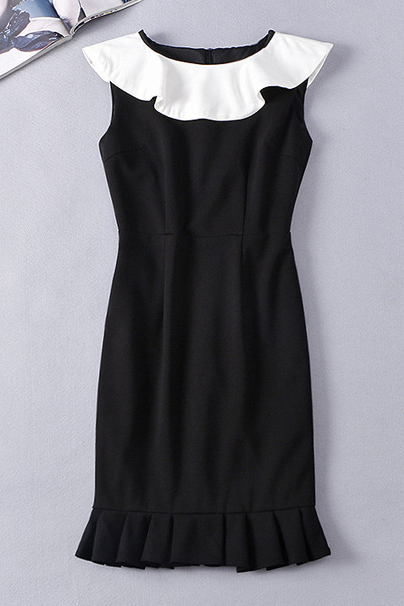 WOMEN'S ELEGANT SHORT DRESS ROUND NECK MIDI DRESS