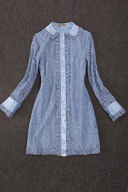 Doll Collar  Stringy  Selvedge Pleat Hem Lace Dress