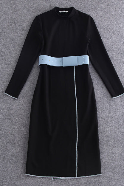 WOMEN'S ELEGANT SLIM BLACK WEAR TO WORK LONG SLEEVE COCKTAIL PARTY DRESS