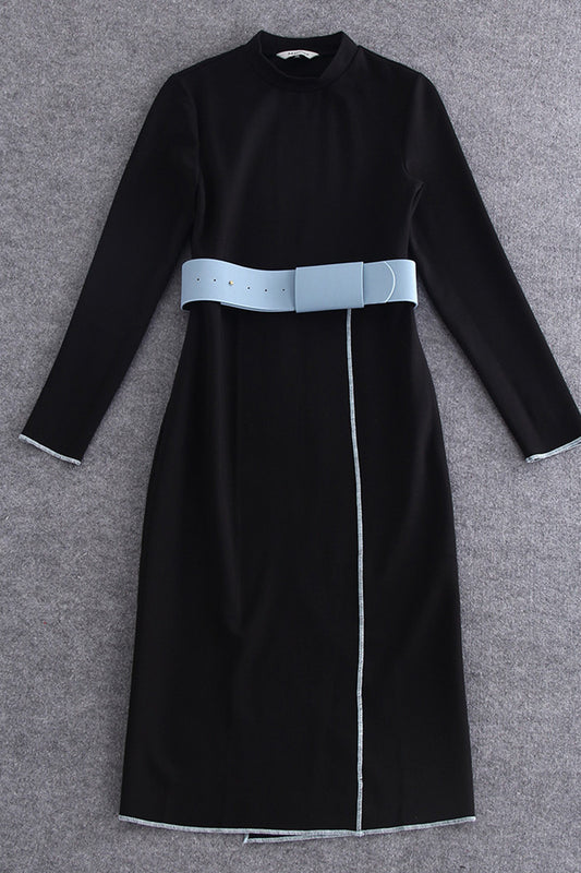 WOMEN'S ELEGANT SLIM BLACK WEAR TO WORK LONG SLEEVE COCKTAIL PARTY DRESS