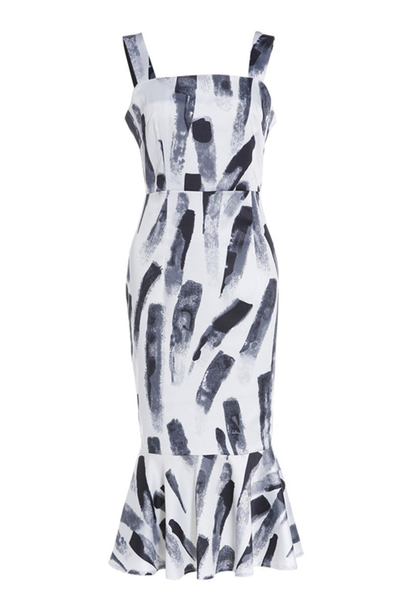 [30% OFF TILL 7 APR] Strap Low Cut Maxi Fishtail Cocktail Dress