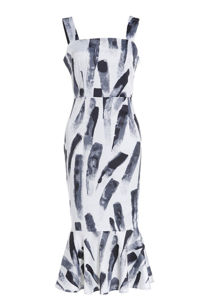 [30% OFF TILL 7 APR] Strap Low Cut Maxi Fishtail Cocktail Dress