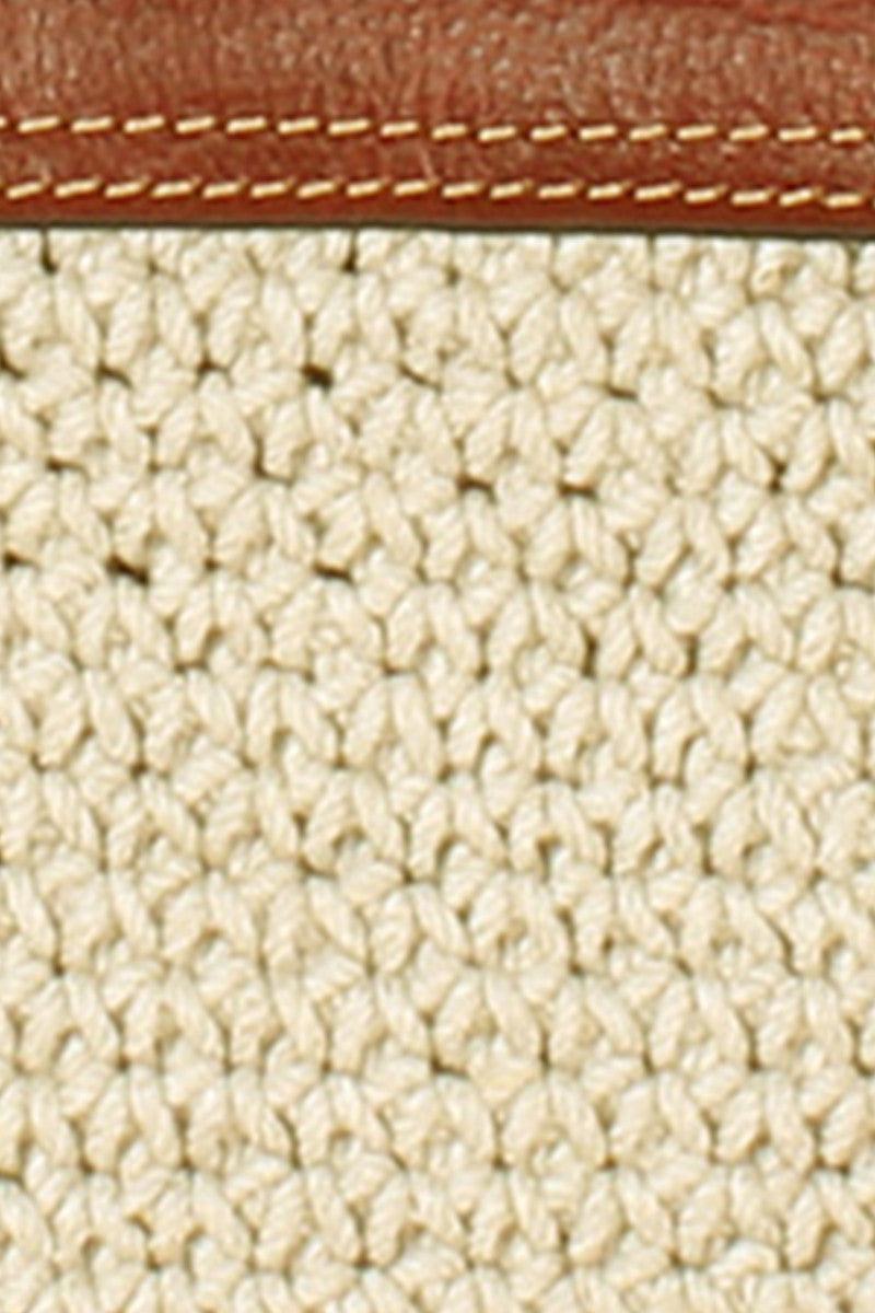 Natural Linen Braided Mixed Leather Satchel Bag
