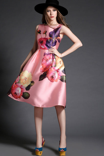 WOMEN'S ELEGANT WEAR TO WORK SLEEVELESS PRINTING VOCATION DRESS