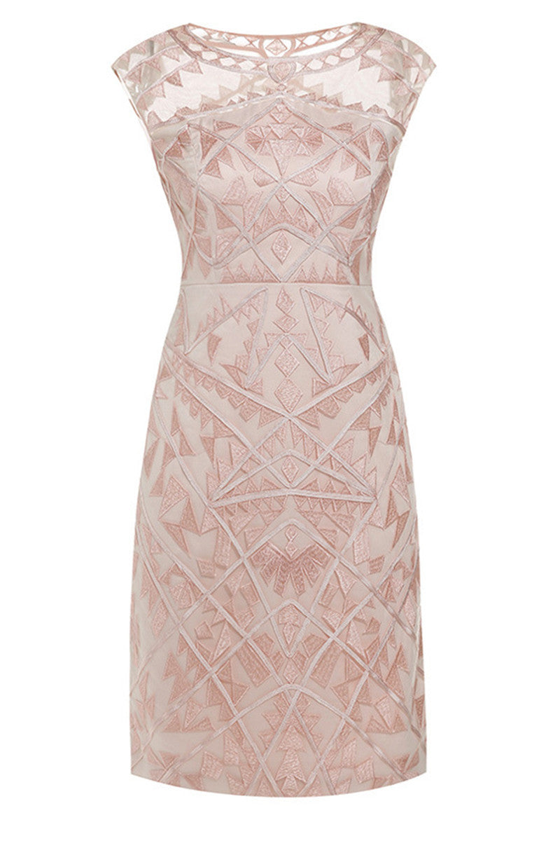 Solid Embroidered Lace With Lining Layer Cocktail Dress