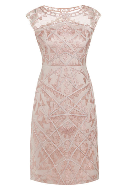 Solid Embroidered Lace With Lining Layer Cocktail Dress