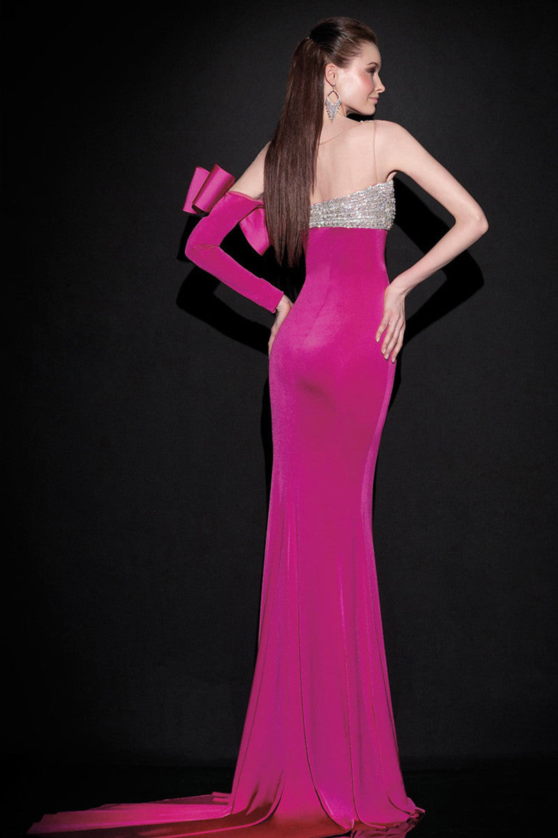 One Sleeve With Bowknot Long Fishtail Party Dress