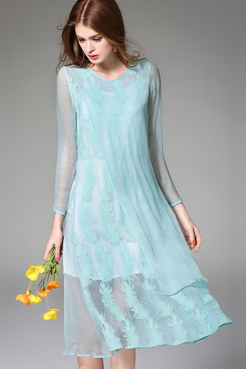 [30% OFF TILL 8 APR] Plume Lace Multi Layer Midi Casual Dress