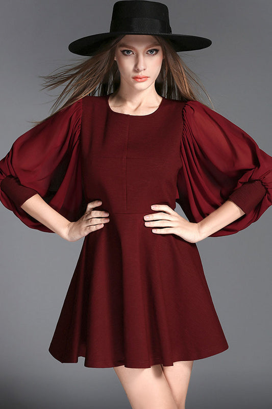 WOMEN'S GRACE ROUND NECK LOOSE SHORT DRESS
