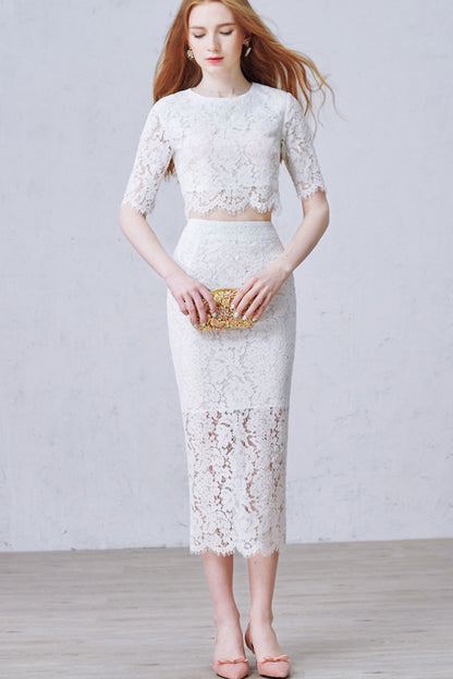 [30% OFF TILL 7 APR] Eyelash Croptap With Pencil Back High Slit Skirt Party Dress