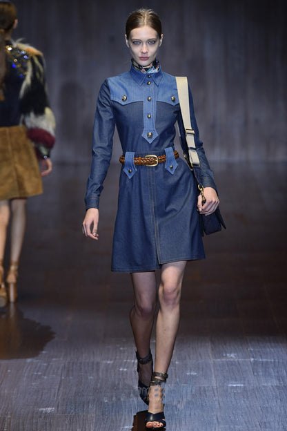Denim Dress With High Front Slit