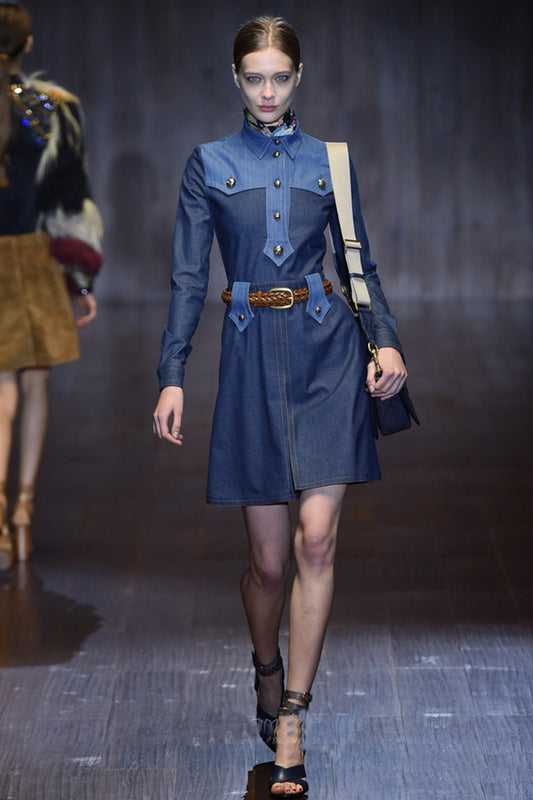 Denim Dress With High Front Slit