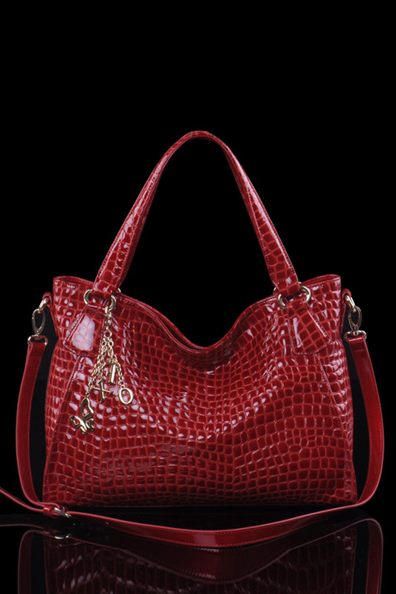 Classical Patent Leather Satchel Briefcase Shoulder Handbag