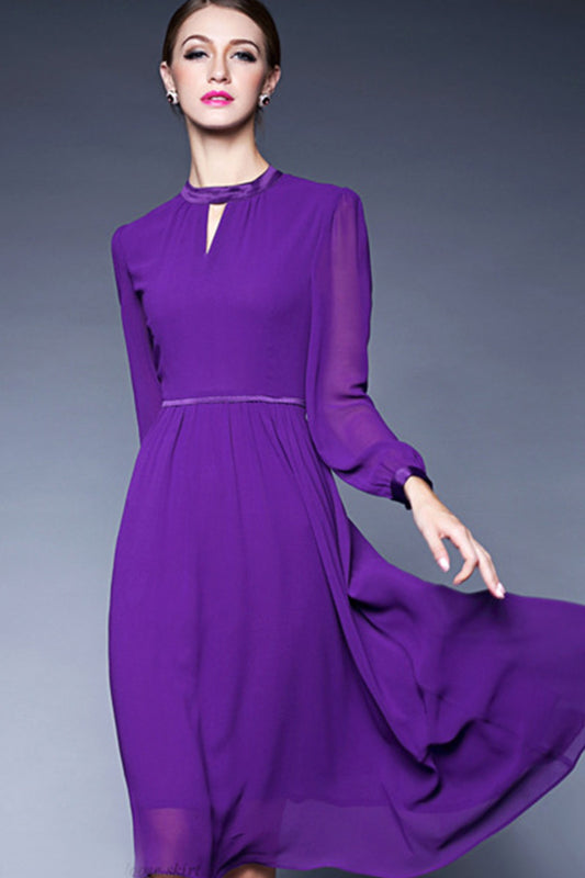 WOMEN'S ELEGANT ROUND HOLLOW OUT COLLAR DRESS