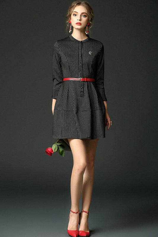 WOMEN'S WEAR TO WORK ROUND NECK 3/4 SLEEVE SHORT DRESS