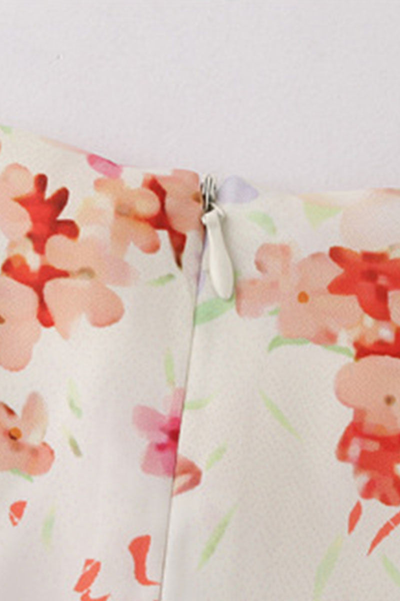 Round Collar Floral Pattern Sleeveless Dress - NJOYDRESS - 4