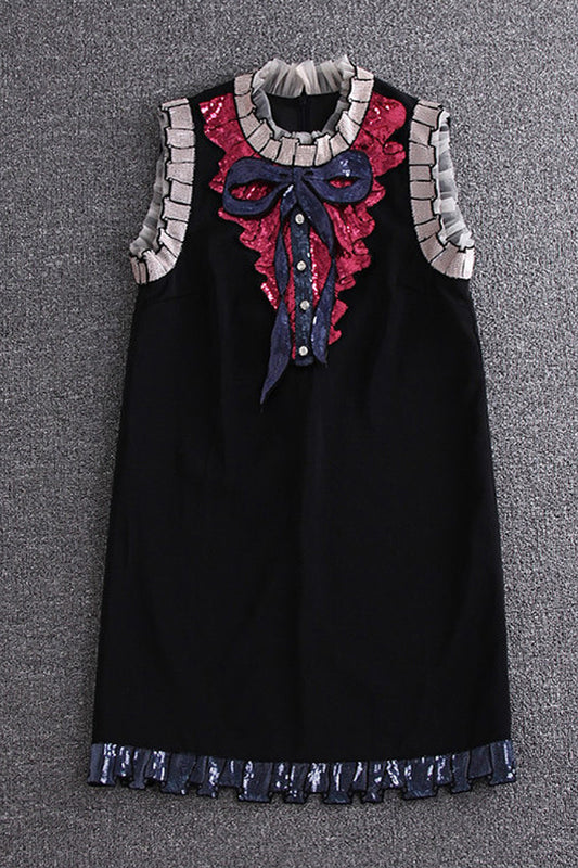 Sleeveless Beaded Loose Casual Short Dress