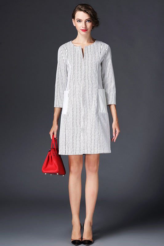 WOMEN'S GRACE LOOSE 3/4 SLEEVE V NECK DRESS
