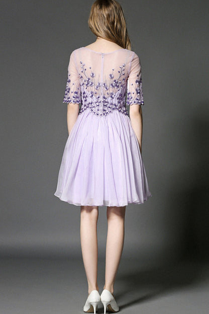Rosette With Beaded Lace Bridesmaid Lace Dress