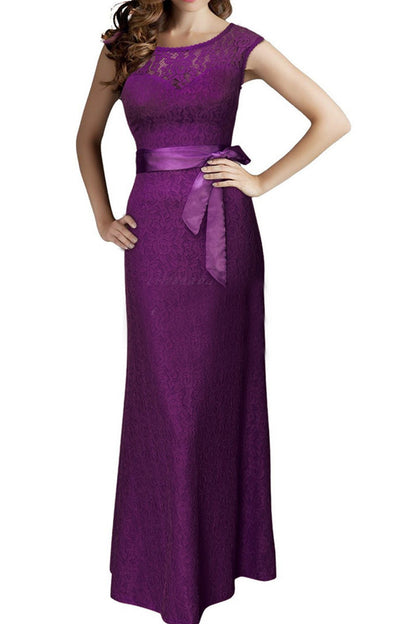 Short Sleeve Lace Backless Evening Party Dress