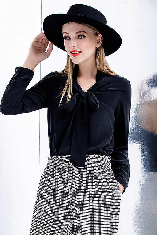 WOMEN'S CASUAL WEAR TO WORK V NECK WITH BOW BLOUSE