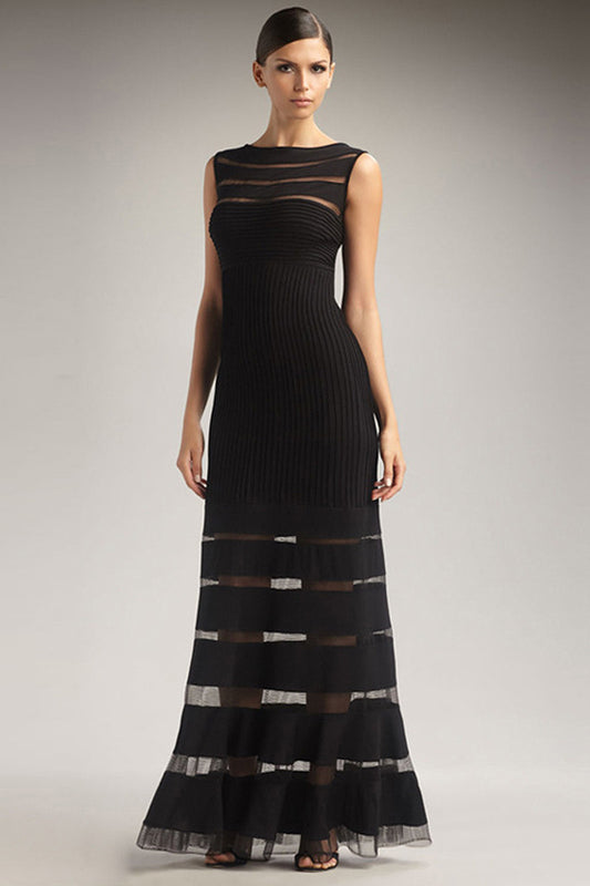 Elegant Sleeveless Lace Overlay Evening Dress