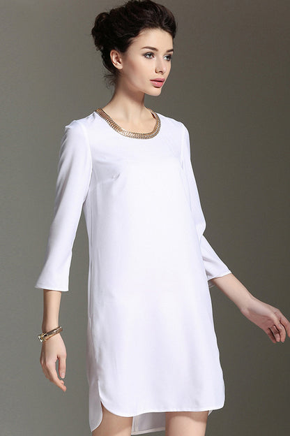 WOMNE'S ELEGANT ROUND NECK 3/4 SLEEVE WEAR TO WORK COCKTAIL PARTY DRESS