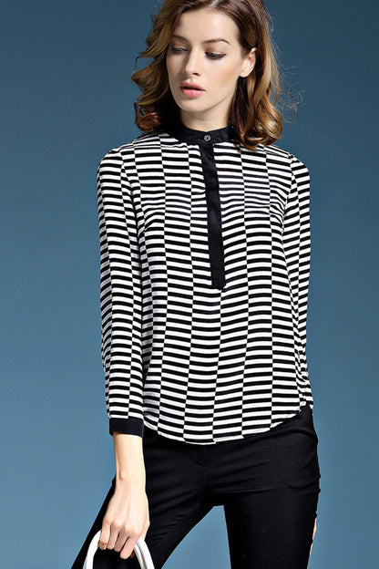 Round Bottom Stripe Casual Top